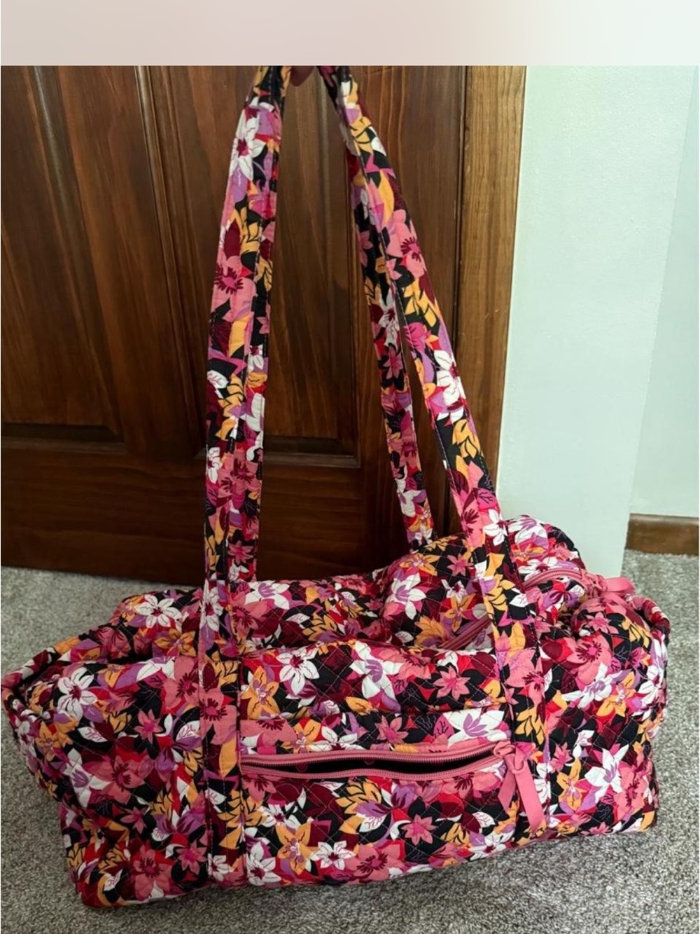 Vera Bradley Floral Quilted Pink travel Tote duffel Bag
